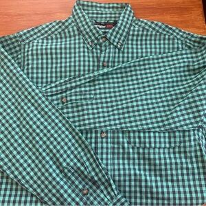 Wrangler Men Riggs Workwear Shirt Button Collar Long Sleeve Cotton Twill  Large
